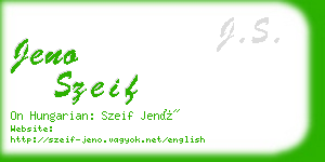 jeno szeif business card